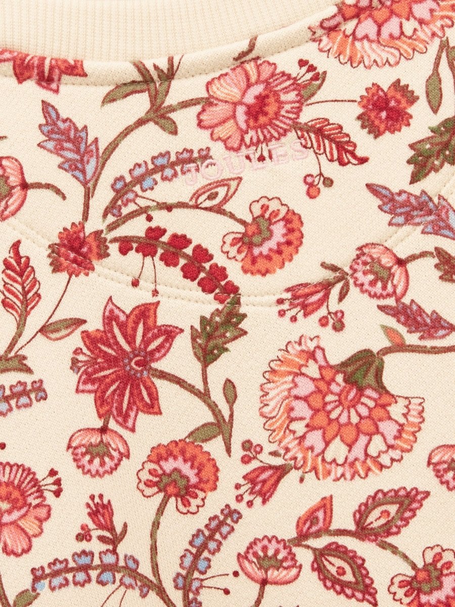 Girls' Emma Cream Floral Long Sleeve Sweat Dress - RUTHERFORD & Co