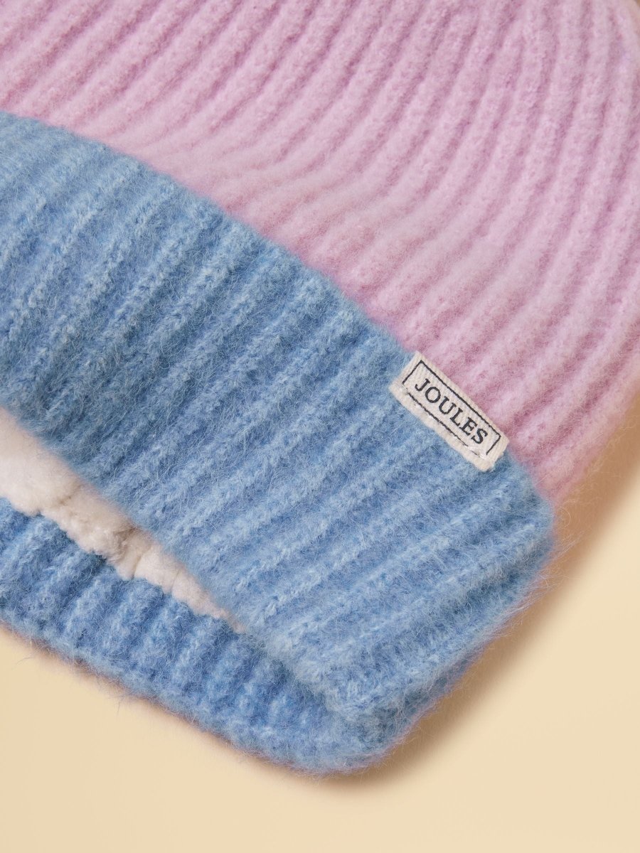 Girls' Explorer Lilac & Blue Bobble Beanie Hat - RUTHERFORD & Co