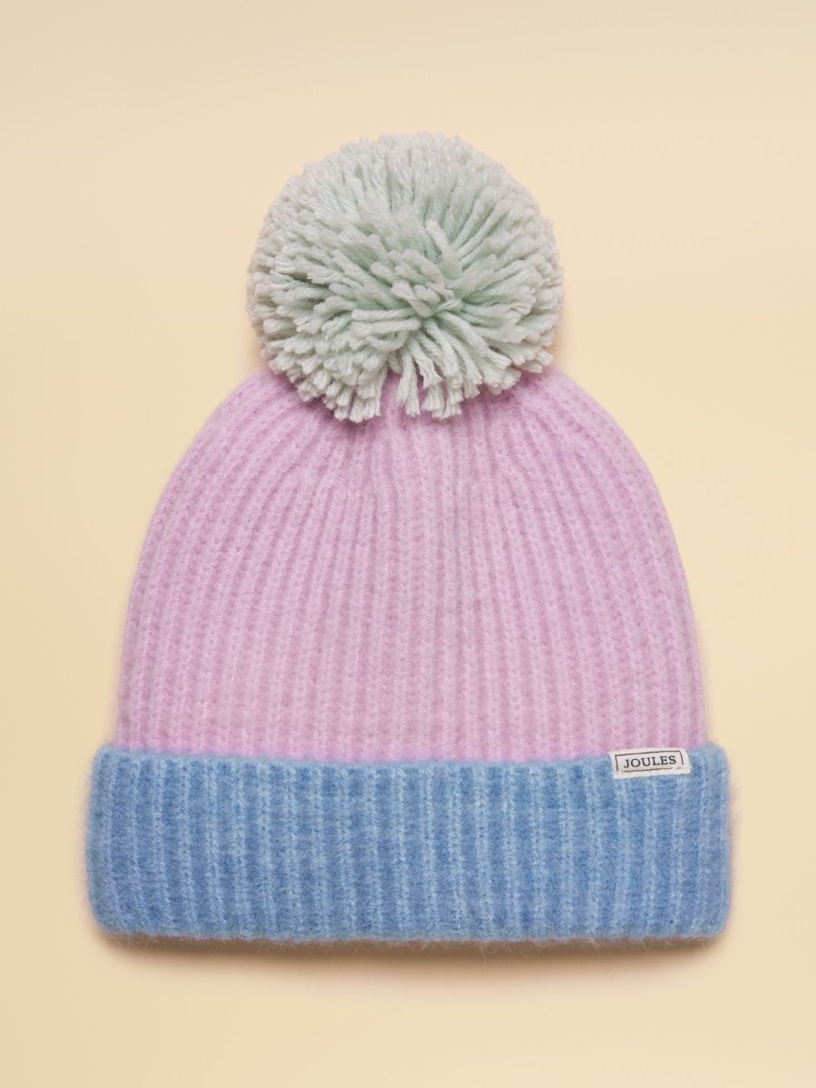 Girls' Explorer Lilac & Blue Bobble Beanie Hat - RUTHERFORD & Co