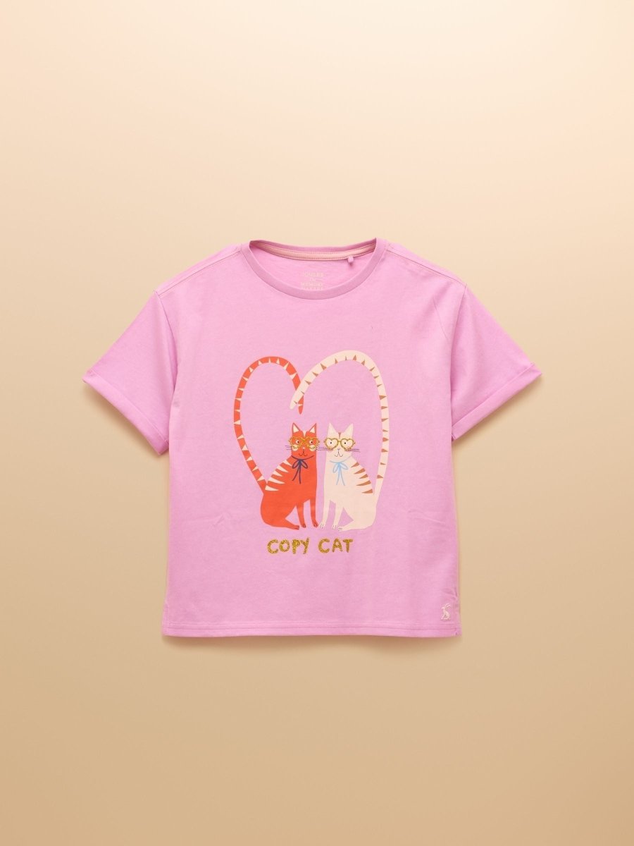 Girls' Fundays Lilac Purple Short Sleeve Screenprint Top - RUTHERFORD & Co