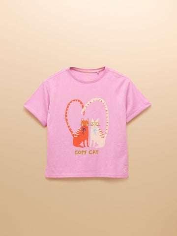 Girls' Fundays Lilac Purple Short Sleeve Screenprint Top - RUTHERFORD & Co