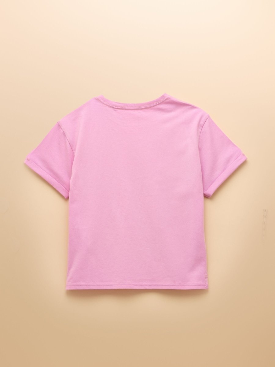 Girls' Fundays Lilac Purple Short Sleeve Screenprint Top - RUTHERFORD & Co