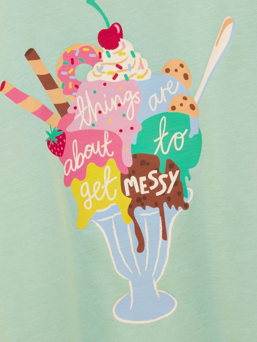 Girls' Fundays Mint Green Graphic Short Sleeve T-Shirt - RUTHERFORD & Co
