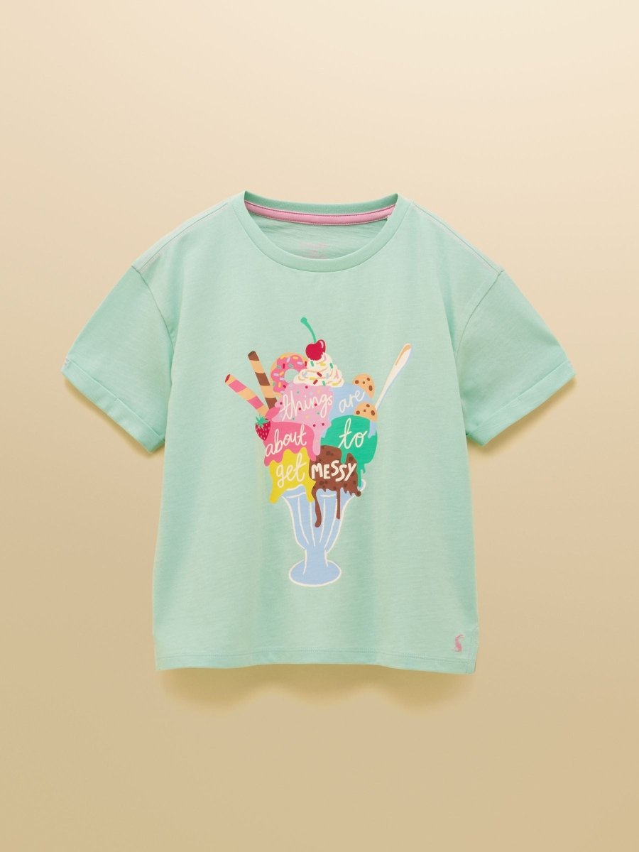 Girls' Fundays Mint Green Graphic Short Sleeve T-Shirt - RUTHERFORD & Co