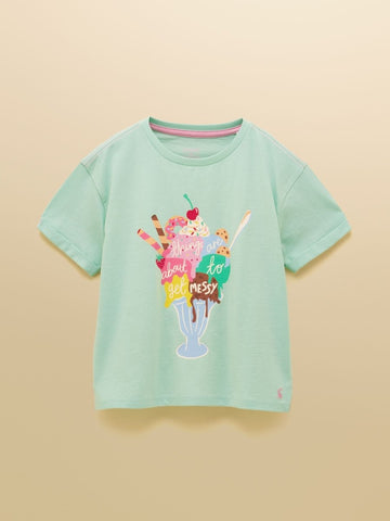 Girls' Fundays Mint Green Graphic Short Sleeve T-Shirt - RUTHERFORD & Co