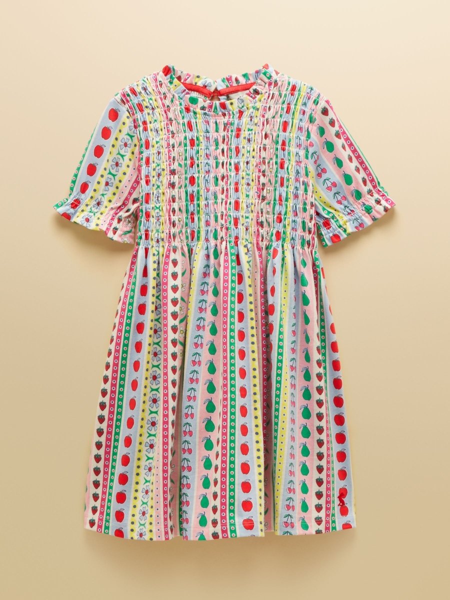 Girls' Gracie Multi Stripe Short Sleeve Shirred Dress - RUTHERFORD & Co