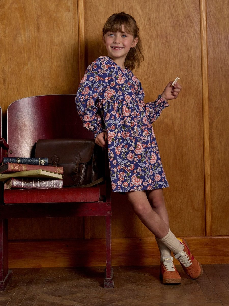 Girls' Hampton Multi Floral Long Sleeve Jersey Dress - RUTHERFORD & Co