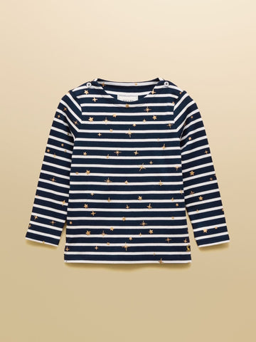 Girls' Harbour Navy Stripe Long Sleeve Jersey Top - RUTHERFORD & Co
