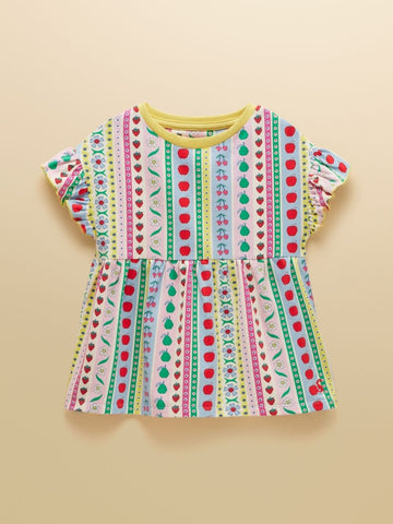 Girls' Harper Pink Fruit Striped Short Sleeve Top - RUTHERFORD & Co