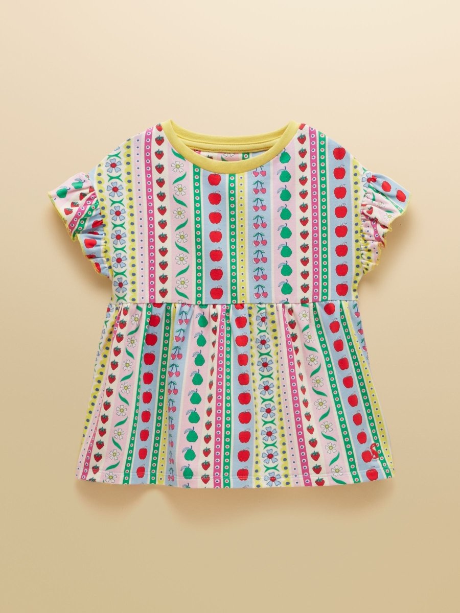 Girls' Harper Pink Fruit Striped Short Sleeve Top - RUTHERFORD & Co