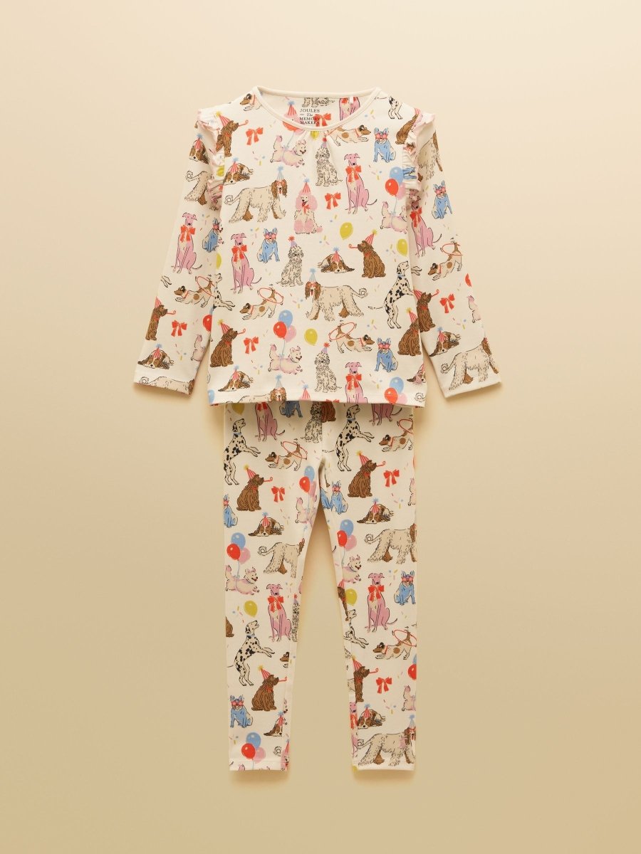 Girls' Kipwell Cream Dogs Long Sleeve Pyjama Set - RUTHERFORD & Co