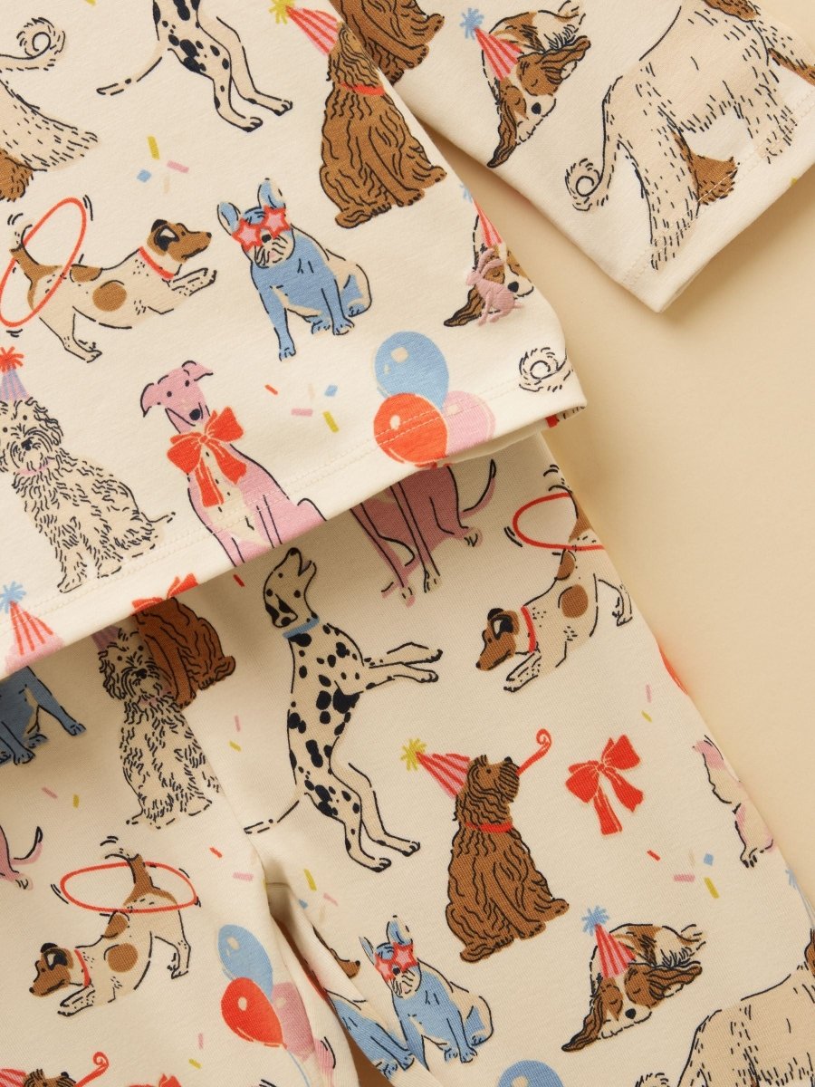 Girls' Kipwell Cream Dogs Long Sleeve Pyjama Set - RUTHERFORD & Co