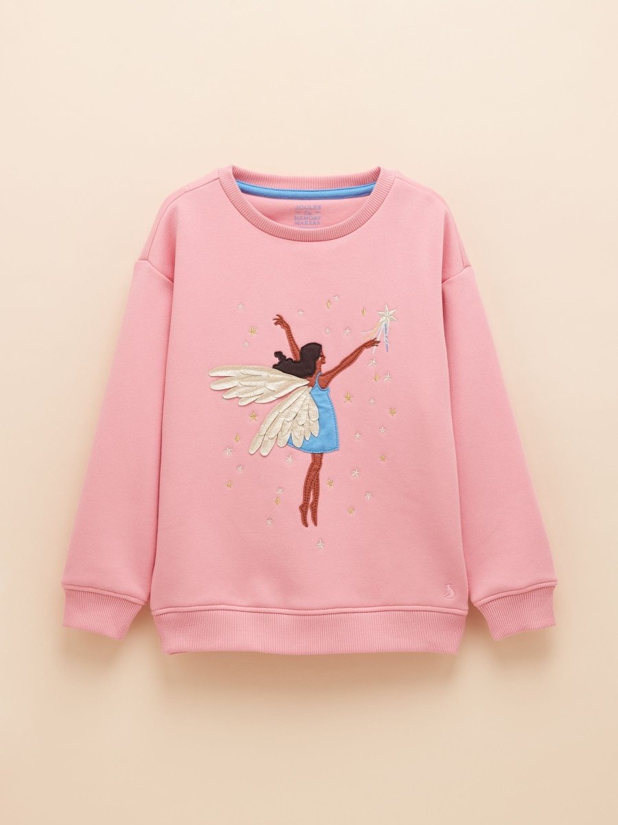 Girls' Mackenzie Pink Embroidered Artwork Crew Neck Sweatshirt - RUTHERFORD & Co