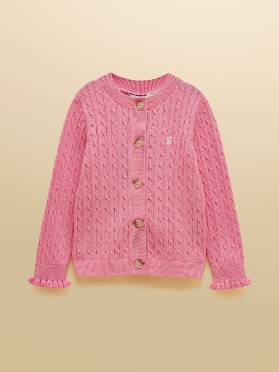 Girls' Mallory Pink Cable Cardigan - RUTHERFORD & Co