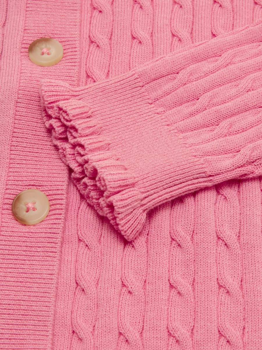 Girls' Mallory Pink Cable Cardigan - RUTHERFORD & Co