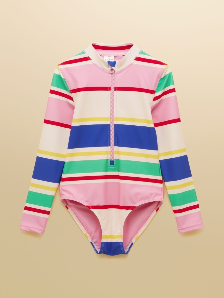Girls' Multi Striped Long Sleeve Sunsafe Swimsuit - RUTHERFORD & Co