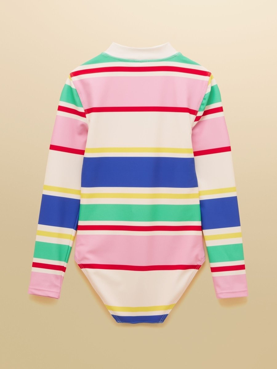 Girls' Multi Striped Long Sleeve Sunsafe Swimsuit - RUTHERFORD & Co