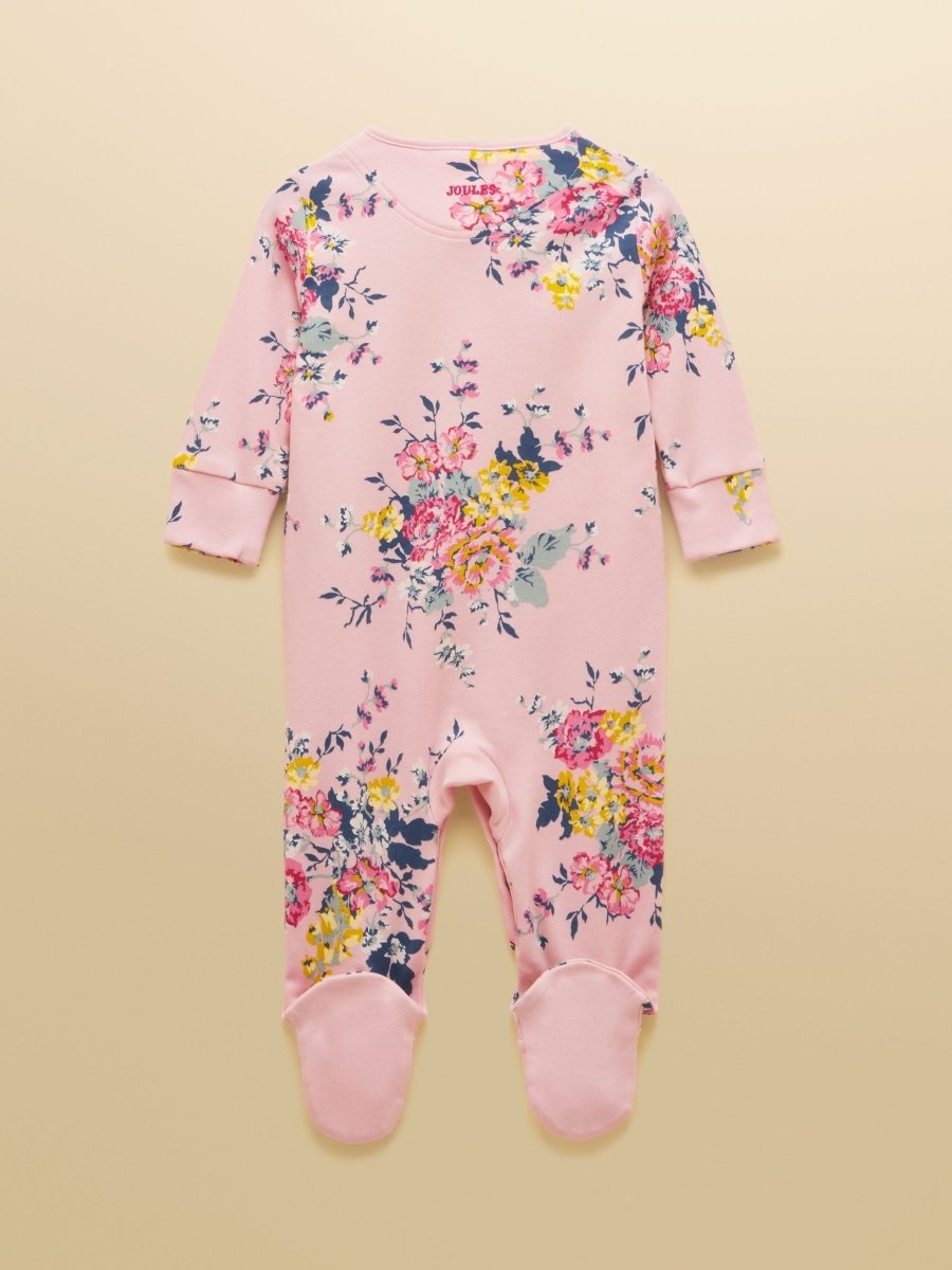 Girls' Razamataz Pink Floral Cotton Babygrow - RUTHERFORD & Co