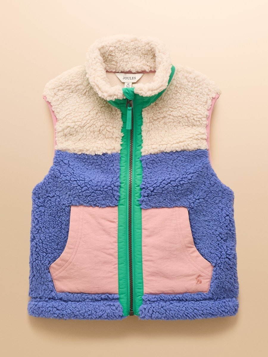 Girls' Tilly Blue Colourblock Fleece Gilet - RUTHERFORD & Co