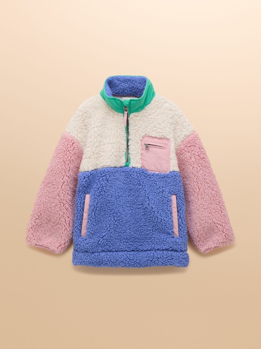 Girls' Tilly Blue Colourblock Quarter Zip Fleece - RUTHERFORD & Co