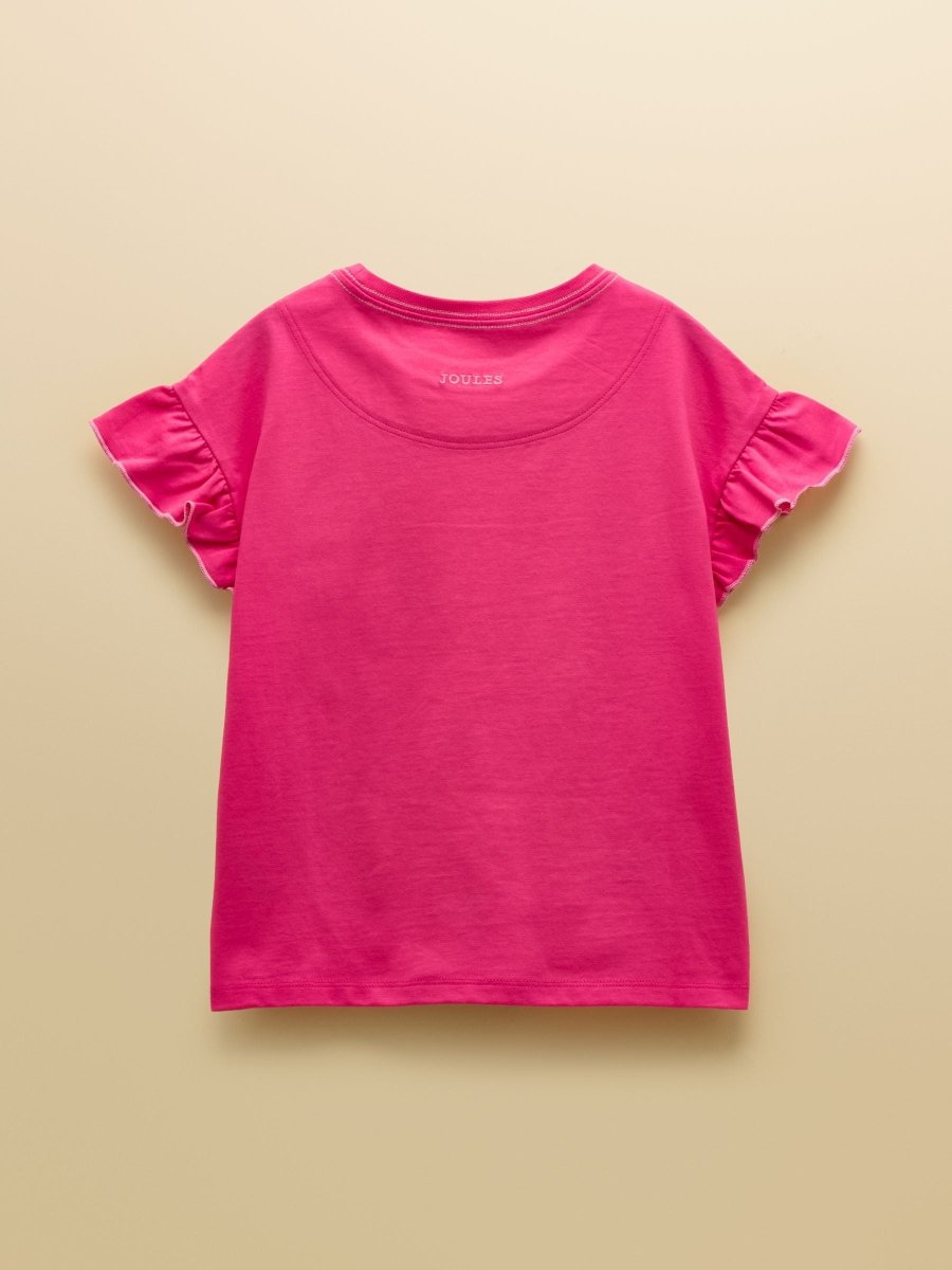 Girls' Waverley Pink Frill Sleeve T-Shirt - RUTHERFORD & Co