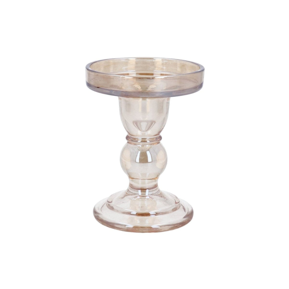 Glass Dual Candlestick/Gold Lustre - RUTHERFORD & Co
