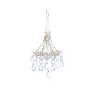 Glass Hanging Dec 14cm - Chandelier w Gold Beading - RUTHERFORD & Co
