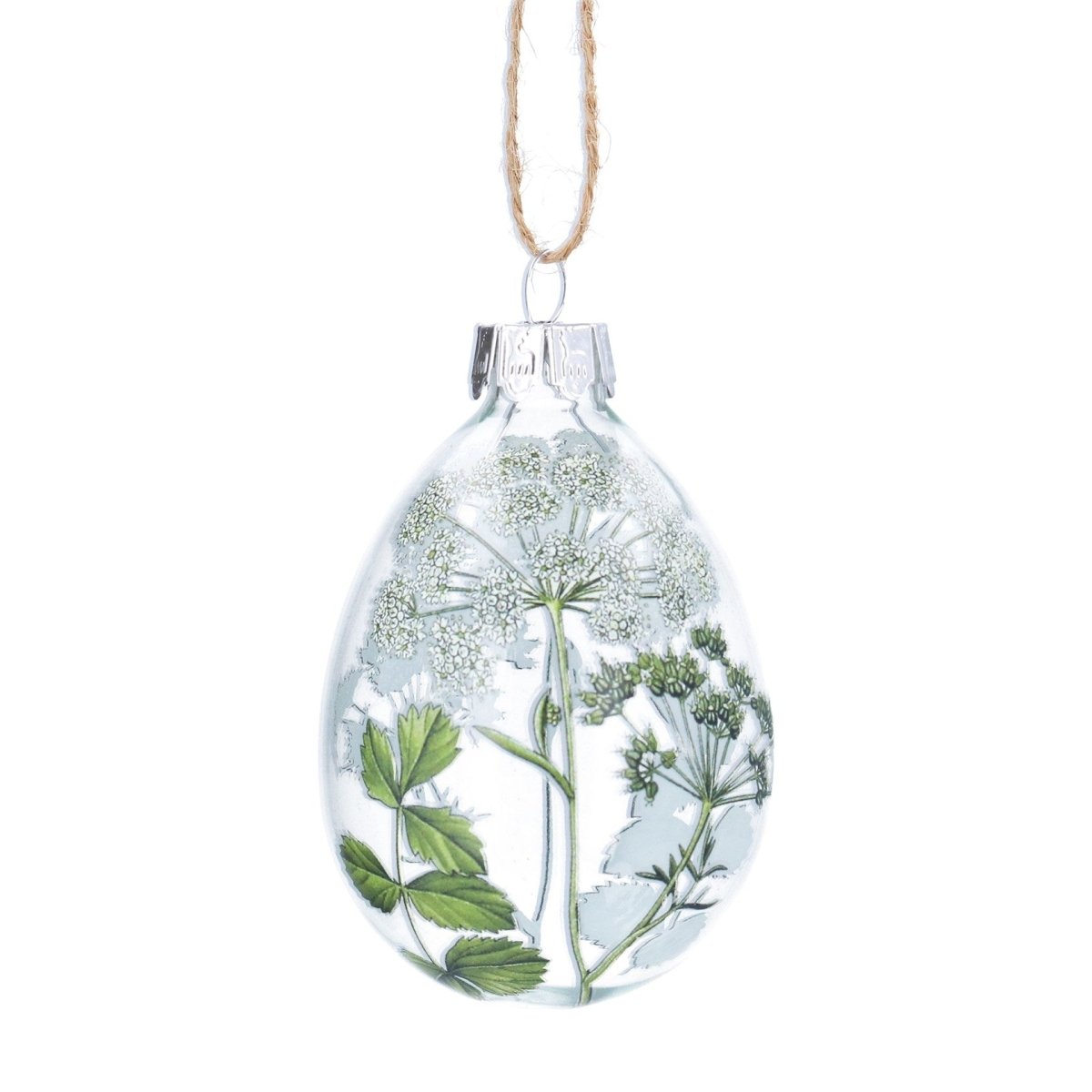 Glass Hanging Dec 8cm - Spring Hedgerow Egg - RUTHERFORD & Co