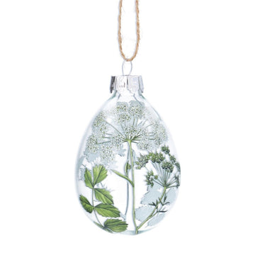 Glass Hanging Dec 8cm - Spring Hedgerow Egg - RUTHERFORD & Co