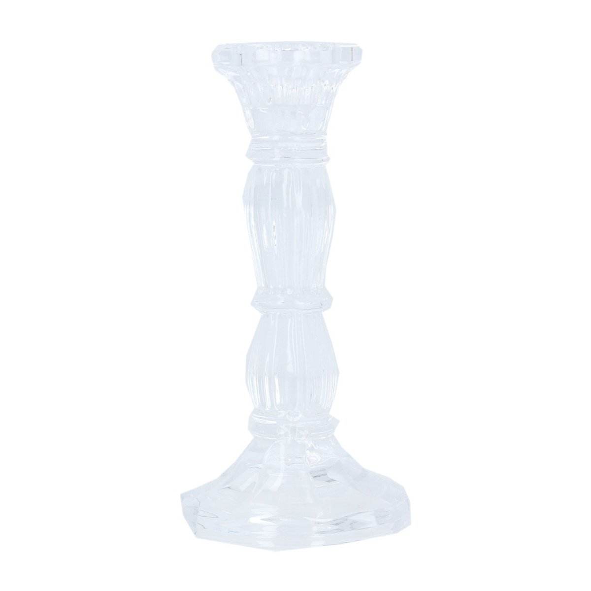 Glass Moulded Candlestick/Clear/Med - RUTHERFORD & Co