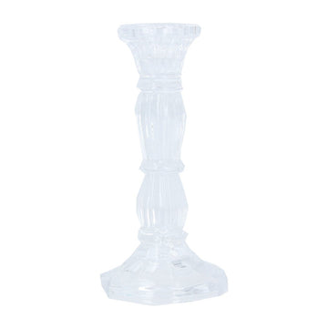 Glass Moulded Candlestick/Clear/Med - RUTHERFORD & Co