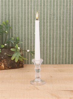 Glass Moulded Candlestick/Clear/Sml - RUTHERFORD & Co