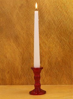 Glass Moulded Candlestick/Red/Sml - RUTHERFORD & Co