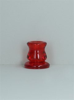 Glass Short Candlestick/Red/6cm - RUTHERFORD & Co