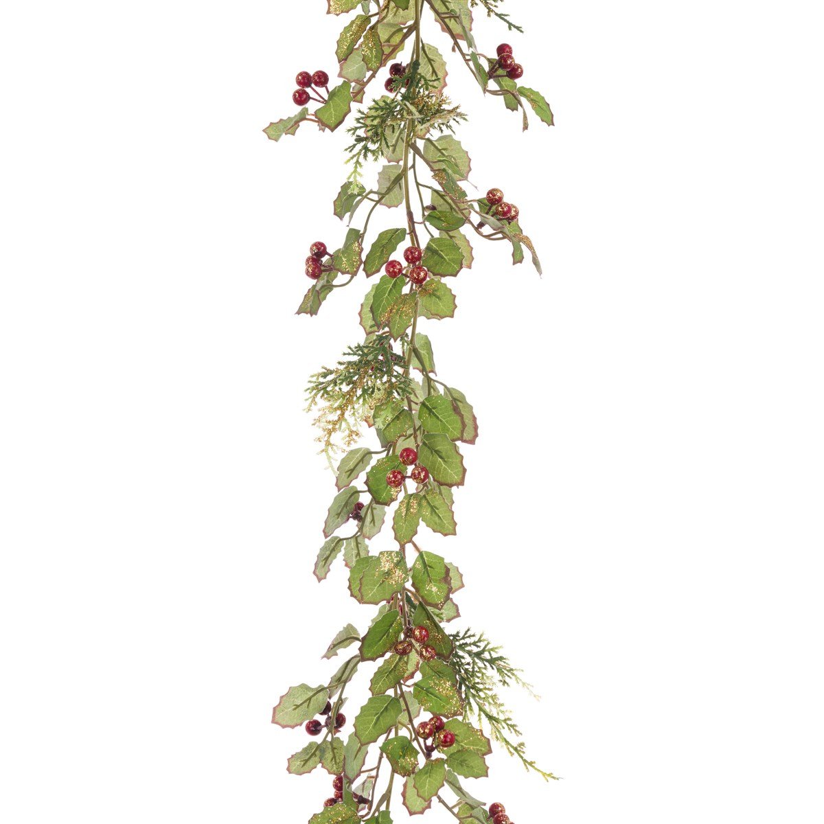 GLITTER HOLLY GARLAND 180CM - RUTHERFORD & Co