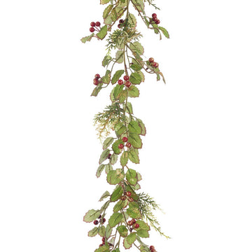 GLITTER HOLLY GARLAND 180CM - RUTHERFORD & Co