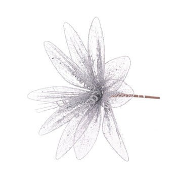 GLITTER WIRE POINSETTIA 29CM - RUTHERFORD & Co