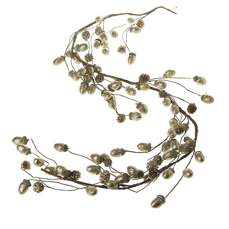GOLD ACORN GLITTER GARLAND - RUTHERFORD & Co