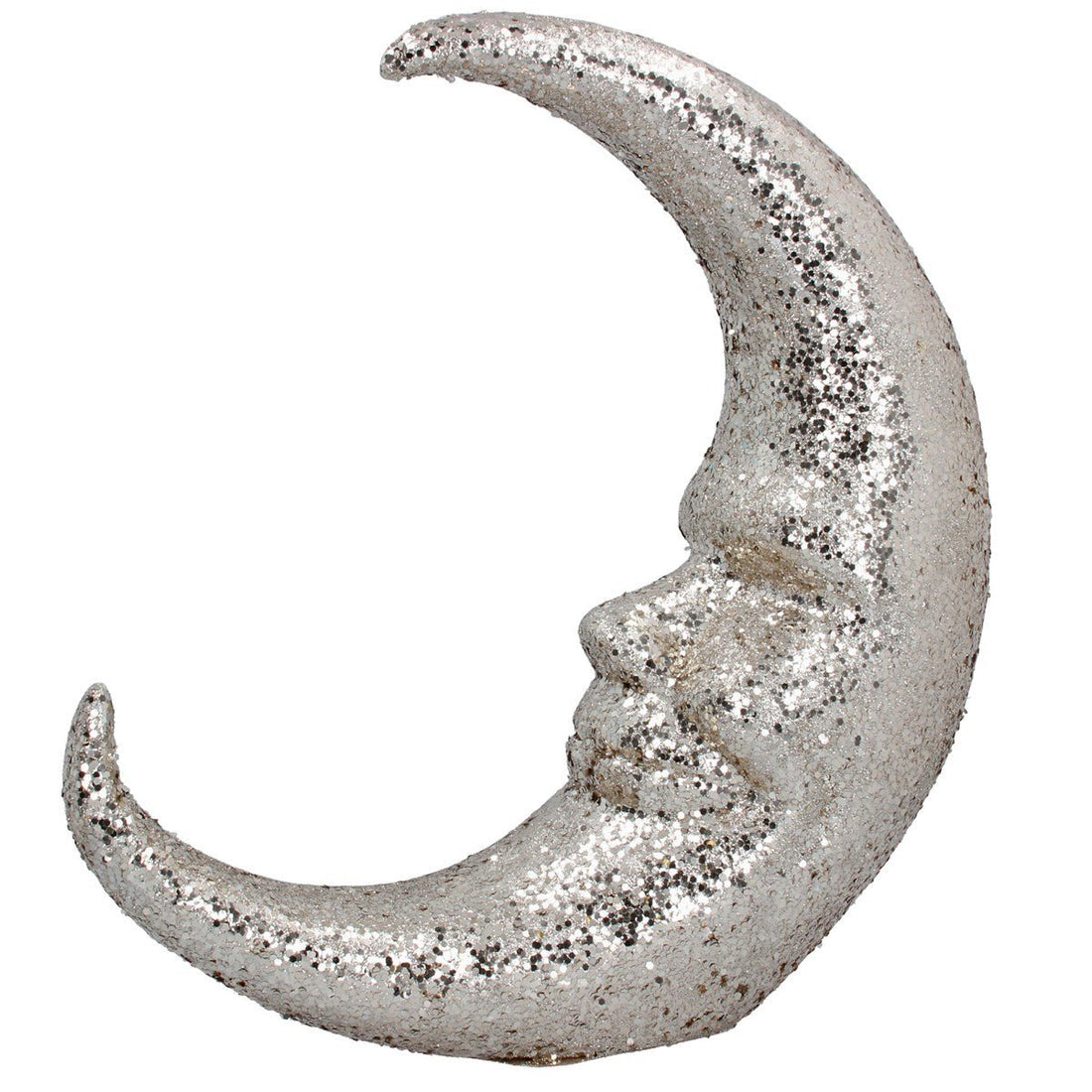 Gold Glitter Poly Moon Face Orn - RUTHERFORD & Co