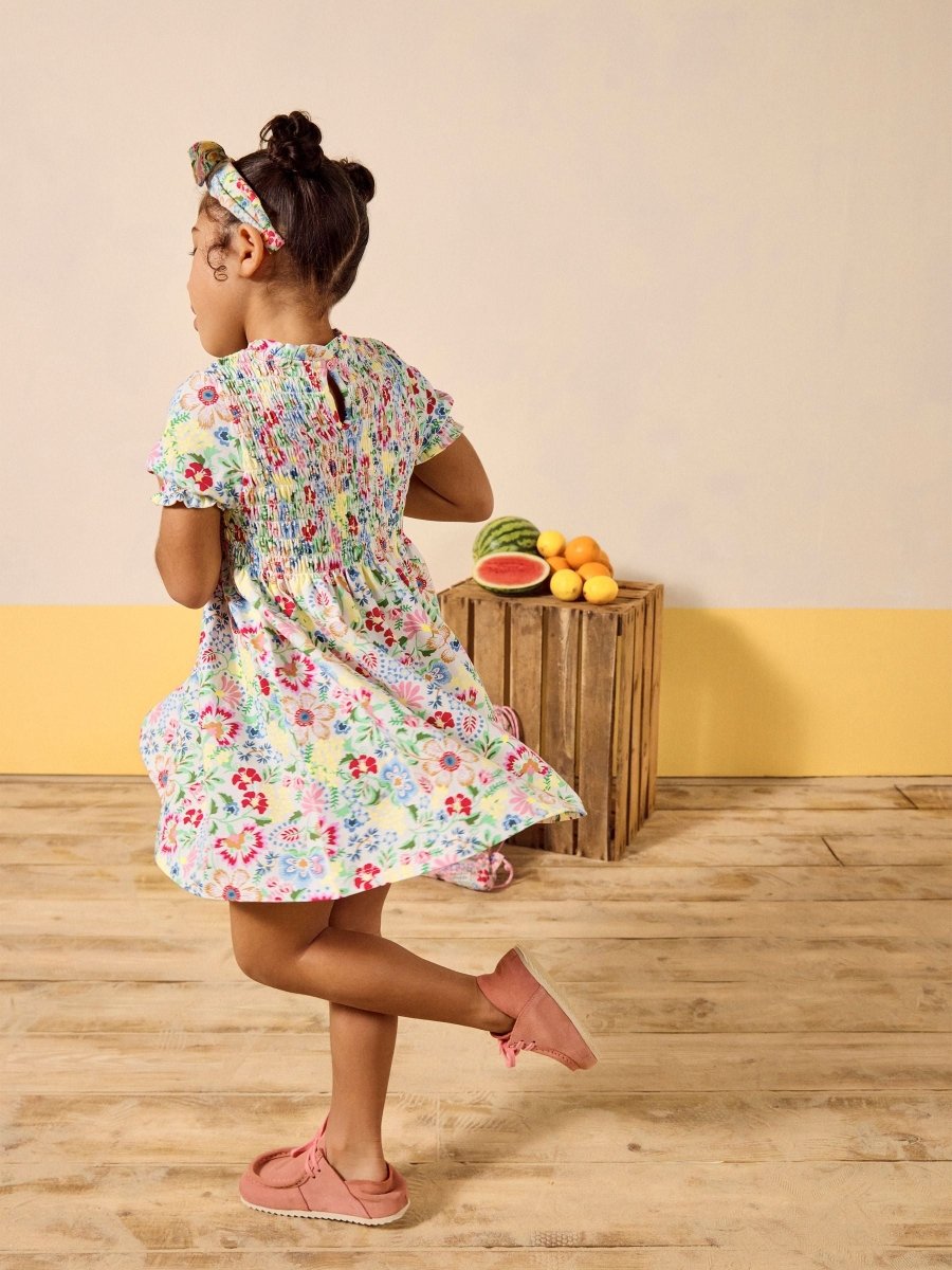 Gracie Multi Short Sleeve Shirred Dress - RUTHERFORD & Co