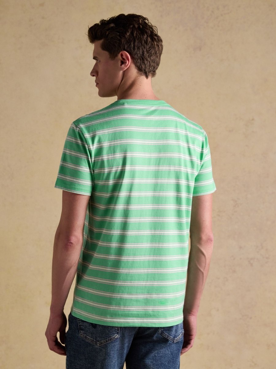 Green Striped Classic Fit Cotton T-Shirt - RUTHERFORD & Co