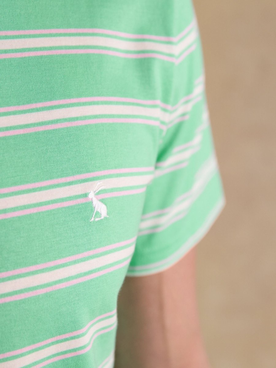 Green Striped Classic Fit Cotton T-Shirt - RUTHERFORD & Co