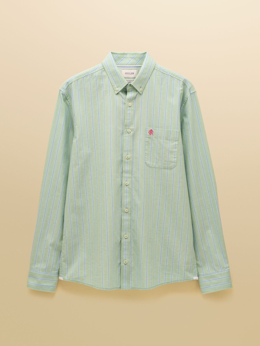 Green Striped Classic Fit Oxford Shirt - RUTHERFORD & Co