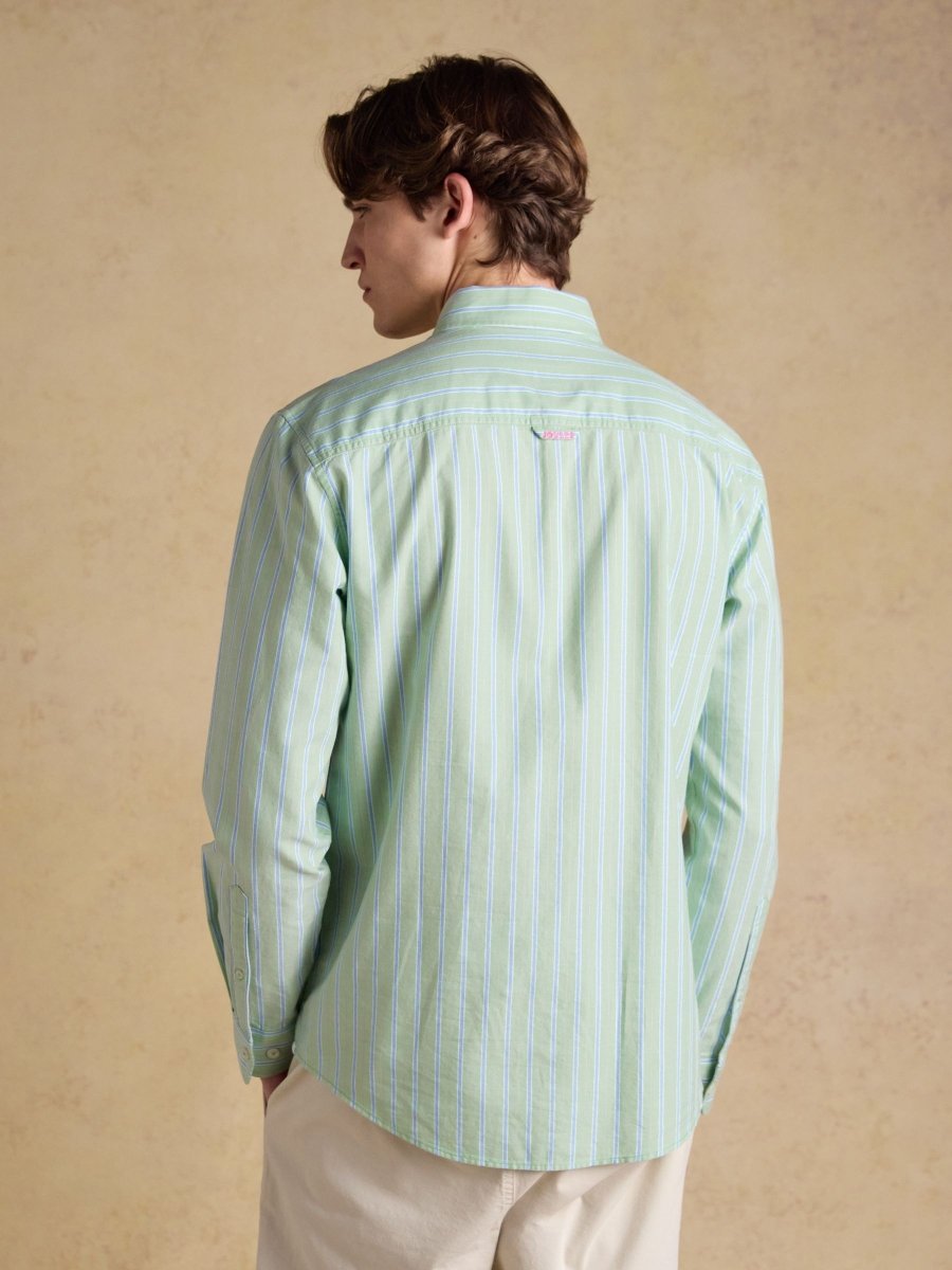 Green Striped Classic Fit Oxford Shirt - RUTHERFORD & Co