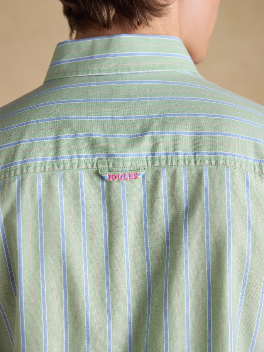 Green Striped Classic Fit Oxford Shirt - RUTHERFORD & Co