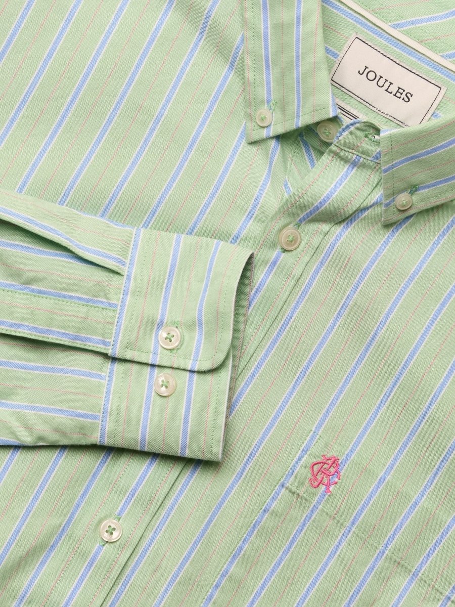 Green Striped Classic Fit Oxford Shirt - RUTHERFORD & Co