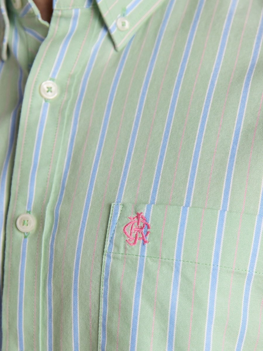 Green Striped Classic Fit Oxford Shirt - RUTHERFORD & Co