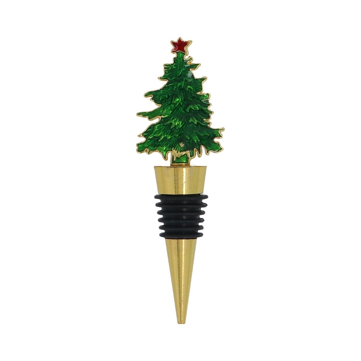 Green/Gold Christmas Tree Metal Bottle Stopper (11cm) - RUTHERFORD & Co