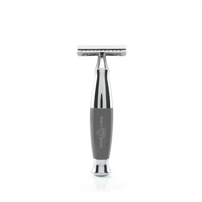 Grey & Chrome DE Safety Razor - RUTHERFORD & Co