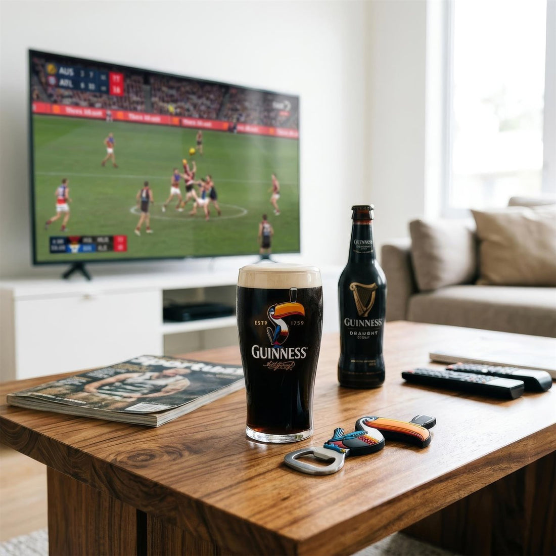 Guinness 2pc Toucan Pint Glass with Bottle Opener Set - RUTHERFORD & Co